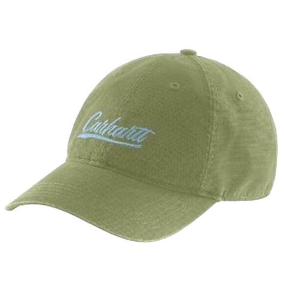 New Carhartt Women's Canvas Script Graphic Cap Olive Green - Picture 1 of 2